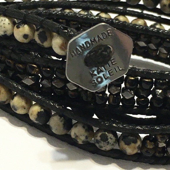 Artisan Katie Soleil Hematite  bead wrap bracelet - Picture 1 of 6